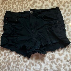 American Eagle Outfitters Black Distressed Denim Cutoff Shorts